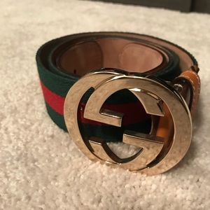 Gucci web double g belt.